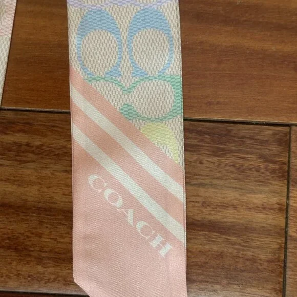COACH SIGNATURE RAINBOW PRINT SILK SKINNY SCARF:NWT RAINBOW CDL17 - Picture 4 of 8